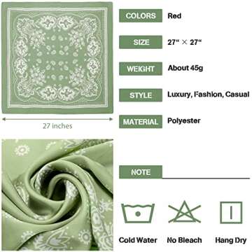 Syhood 4 Pcs 27'' Square Satin Head Scarves Satin Bandanas for Women Headband Scarves Silk Feeling Scarf Boho Headwear(Navy Blue, Coffee, Camel, Light Green)