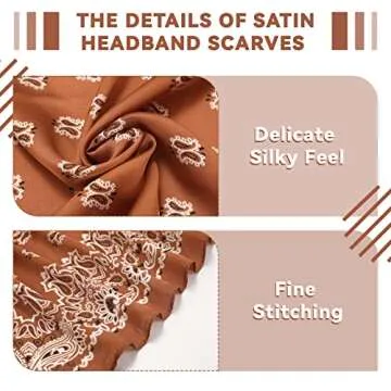 Syhood 4 Pcs 27'' Square Satin Head Scarves Satin Bandanas for Women Headband Scarves Silk Feeling Scarf Boho Headwear(Navy Blue, Coffee, Camel, Light Green)