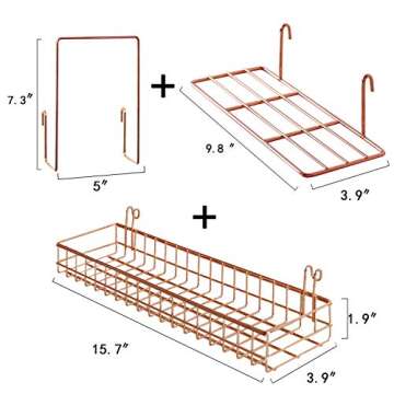 FRIADE Rose Gold Grid Basket Set for Stylish Home Decor