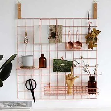 FRIADE Rose Gold Grid Basket Set for Stylish Home Decor