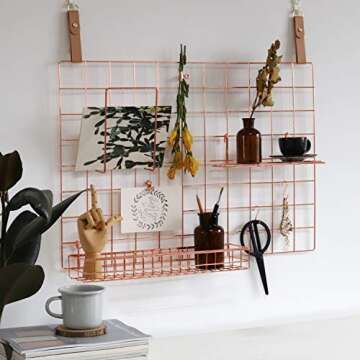 FRIADE Rose Gold Grid Basket Set for Stylish Home Decor