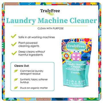 Truly Free Laundry Washing Machine Cleaner - Wash & Cleans Front Load & Top Load Washers -Tub Cleaner & Deodorizer (1-Use)