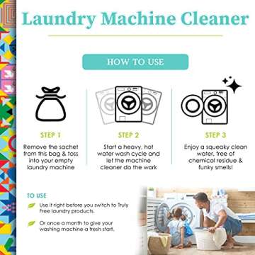 Truly Free Laundry Washing Machine Cleaner - Wash & Cleans Front Load & Top Load Washers -Tub Cleaner & Deodorizer (1-Use)