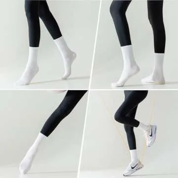 TOAMOUR 4 Pairs Pilates Socks with Grips for Women, Non Slip Yoga Socks, Athletic Crew Socks Ballet Barre Dance Workout Socks