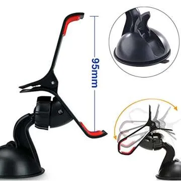 Universal Suction Cup Phone Holder Windshield Car Phone Mount 360 Rotation Dashboard Cell Phone Holder Compatible with iPhone 14 13 12 11 Pro X Xs Xr Max 7 8 6 Plus Galaxy Note All Phone