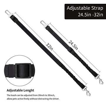 Cotcool Dog Seat Belt 2 Pack - Adjustable Elastic & Durable for Pet Safety