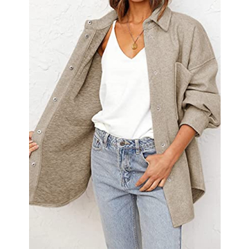 Qiaomai Women's Wool Blend Fall Shacket - Oversized & Versatile