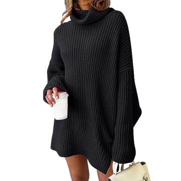 LILLUSORY Womens Turtleneck Oversized Long Sweater Dress 2025 Plus Size Tunic Pullover Knit Fall Dre...