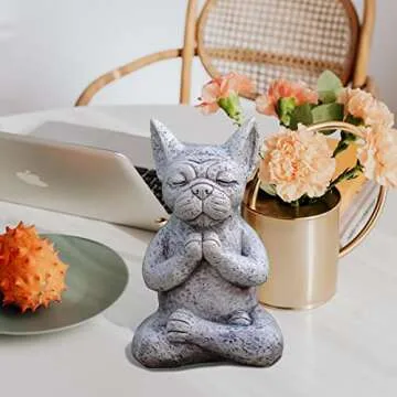 Meditating Dog Statue Buddha - Zen Bulldog Garden Decor