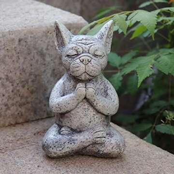 Meditating Dog Statue Buddha - Zen Bulldog Garden Decor