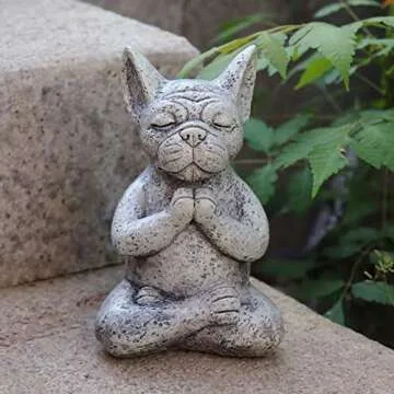 Meditating Dog Statue Buddha - Zen Bulldog Garden Decor