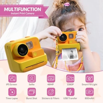 Mafiti Kids Instant Print Camera 48MP Fun Toy for Kids