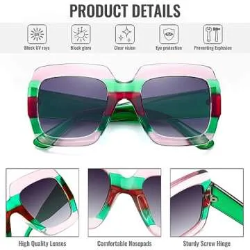 STORYCOAST Oversized Square Sunglasses Womens Retro Shades Luxury Big Sun Glasses UV400 Protection