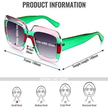 STORYCOAST Oversized Square Sunglasses Womens Retro Shades Luxury Big Sun Glasses UV400 Protection