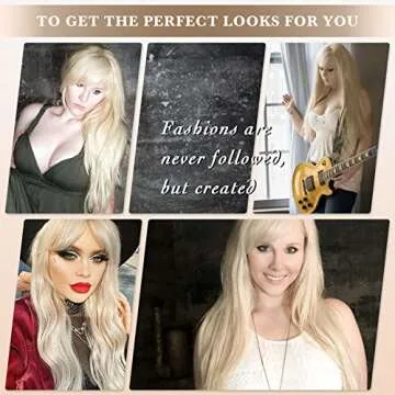 CLOVAD 24 inch Long Ash Blonde Wavy Wig With Bangs, Body Wave Hair Curly Hair Replacement Wigs for Women Girls, Natural Looking Synthetic Heat Resistant Fiber Wigs for Daily