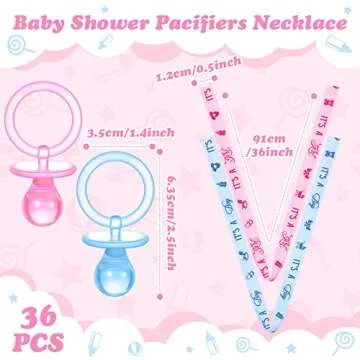 Cute Baby Shower Pacifiers Necklace Set for Parties