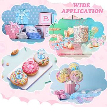Coume 36 Pieces Baby Shower Pacifiers Necklace Acrylic Baby Party Favors Pacifiers Charm Necklace for Baby Shower Party Decorations Table Scatter(Blue, Pink)