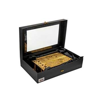 ihvan online Islamic Metal Quran Box with Stand, Kaaba Door Motif, Islamic Decorations for Home, Muslim Home & Table Decor, Perfect Islamic Gifts, Color: Gold