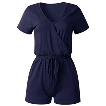ANRABESS Women's Summer Wrap Jumpsuit Casual Loose Short Sleeve Jumpsuit Rompers with Pockets Elastic Waist Playsuit A205zanglan-S 05