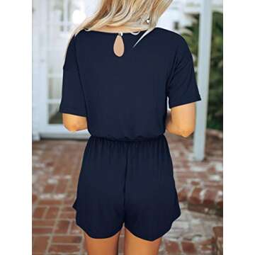 ANRABESS Women's Summer Wrap Jumpsuit Casual Loose Short Sleeve Jumpsuit Rompers with Pockets Elastic Waist Playsuit A205zanglan-S 05