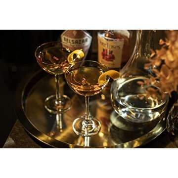 Vintage Crystal Champagne Coupe Glasses | Set of 6 | 4-5 oz Classic Cocktail Glassware - Martini, Ma...