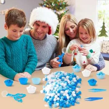 EZdhuawuse Winter Fine Motor Toys - 270Pcs Christmas Counting Sorting Sensory Bin Filler Set for Kids Winter Counting Toy with Felt Snowflakes Pom Poms Cup Clip for Preschool Education Activities