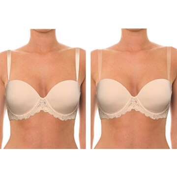 YANDW Strapless Lightly Padded Full Figured Bra with Clear Back