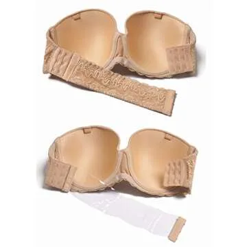 YANDW Strapless Lightly Padded Bra with Clear Back