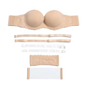 YANDW Strapless Lightly Padded Bra with Clear Back