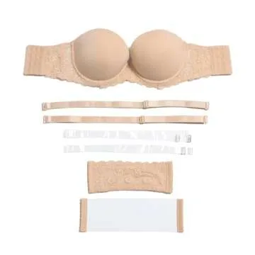 YANDW Strapless Lightly Padded Bra with Clear Back