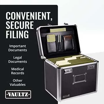 Vaultz Locking File Organizer Box - Secure Document Storage