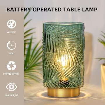 Battery Operated Table Cordless Lamps for Home Decor, Nightlight with LED Bulb with Timer, Decorativ...