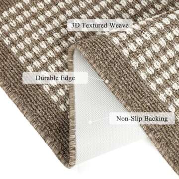 Ileading Brown Runner Rugs for Hallway 2'x8' Non Slip Farmhouse Long Kitchen Floor Mats with Rubber Backing Absorbable Throw Rugs Machine Washable Indoor Decor Carpet for Corridor Petmat Entryway