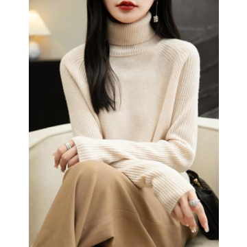 Chanyarn 100% Merino Wool Women's Turtleneck Sweater