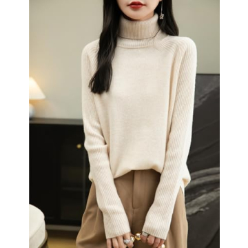 Chanyarn 100% Merino Wool Women's Turtleneck Sweater