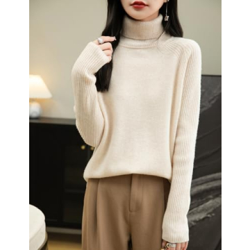 Chanyarn 100% Merino Wool Women's Turtleneck Sweater