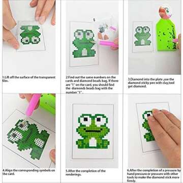 BENBO 8Pcs Cactus Diamond Painting Stickers for Kids and Adult Beginners, DIY 5D Easy Diamond Embroidery Painting Kit by Numbers Cacti Mosaic Crystal Gems Arts Crafts