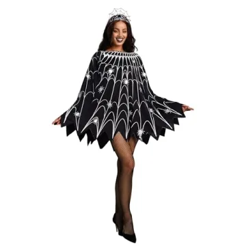 Spooktacular Creations Spider Costume Adult Woman, Halloween Poncho Costume, Spider Web Dress Poncho...