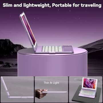 HOTLIFE Case with Keyboard for iPad 10.2,Touch Trackpad Keyboard Case for iPad 9th Generation/8th/7th Gen, 10 Corlor Backlit - 360° Rotatable Protective Cover with Pencil Holder