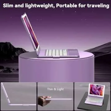 HOTLIFE Case with Keyboard for iPad 10.2,Touch Trackpad Keyboard Case for iPad 9th Generation/8th/7th Gen, 10 Corlor Backlit - 360° Rotatable Protective Cover with Pencil Holder