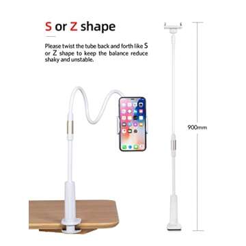 Cell Phone Holder, BENKS Universal Flexible Long Arms Mobile Phone Holder Desktop Bed Lazy Bracket Mobile Stand Support All Mobiles, for Bedroom, Kitchen, Office, Bathroom Etc(Supreme in 900mm Length)