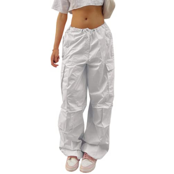 Neyaolk Women's Adjustable Baggy Cargo Pants - Casual Hip Hop Streetwear