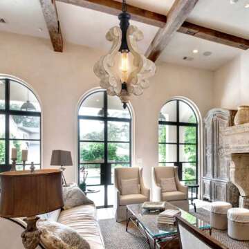 13.8" Farmhouse Chandelier Handmade Wood Light Fixture, 1 Light Wooden Pendant Light, Rustic Chandel...