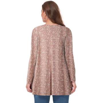 OVERWORETY Plus Size Square Neck Long Sleeve Tunic