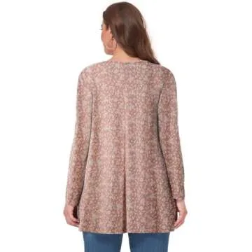 OVERWORETY Plus Size Square Neck Long Sleeve Tunic