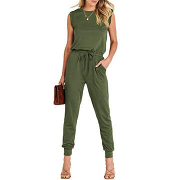 ANRABESS Women’s Summer Crewneck Sleeveless Casual Dressy Loose Stretchy Jumpsuits Rompers 2025 Tr...