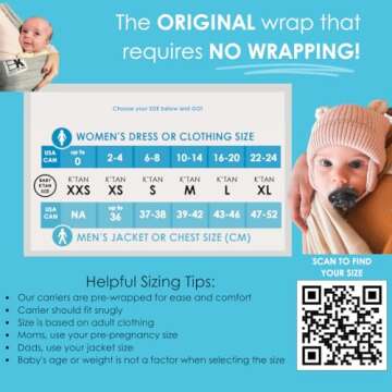 Breeze Baby K'tan Baby Carrier, #1 Easy Pre-Wrapped Baby Sling Gift | Breathable 100% Cotton Mesh | ...