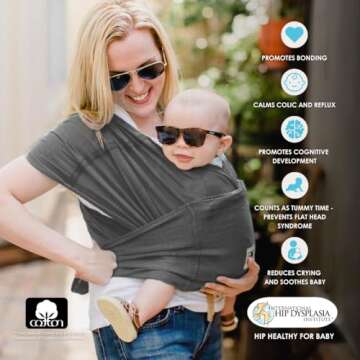 Breeze Baby K'tan Baby Carrier, #1 Easy Pre-Wrapped Baby Sling Gift | Breathable 100% Cotton Mesh | Hands Free Wrap for Infants | No Rings Or Buckles | Newborn to Toddler up to 35lb (See Size Chart)