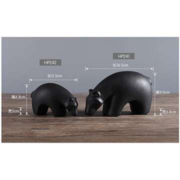NWFashion Ceramic Animal Figurines Home Decoration Furniture Desktop Display (Black Bear)
