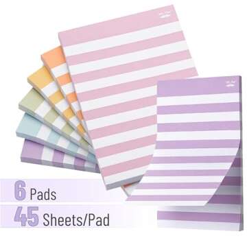 Mr. Pen- Lined Sticky Notes 4x6, 6 Pads, 45 Sheet/Pads, Assorted Colors, Sticky Notes with Lines, St...
